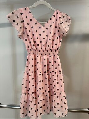 Honey and Rosie Pink Polka Dot Tiered Dress size 12